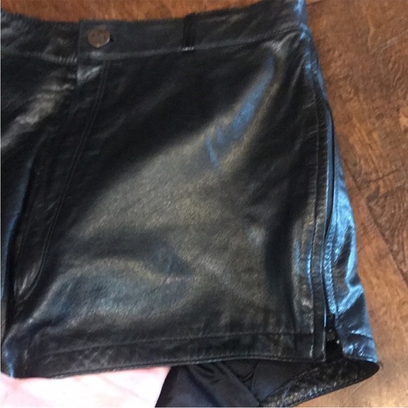 J. Park Collection high rise black leather side zip shorts, size 25 waist! - Picture 3 of 5